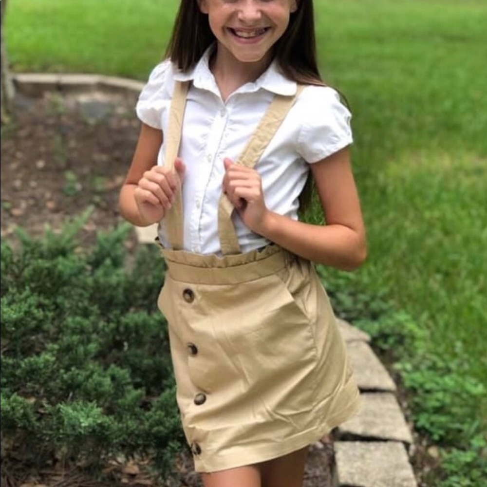 Khaki Skirt with Suspenders ❤️